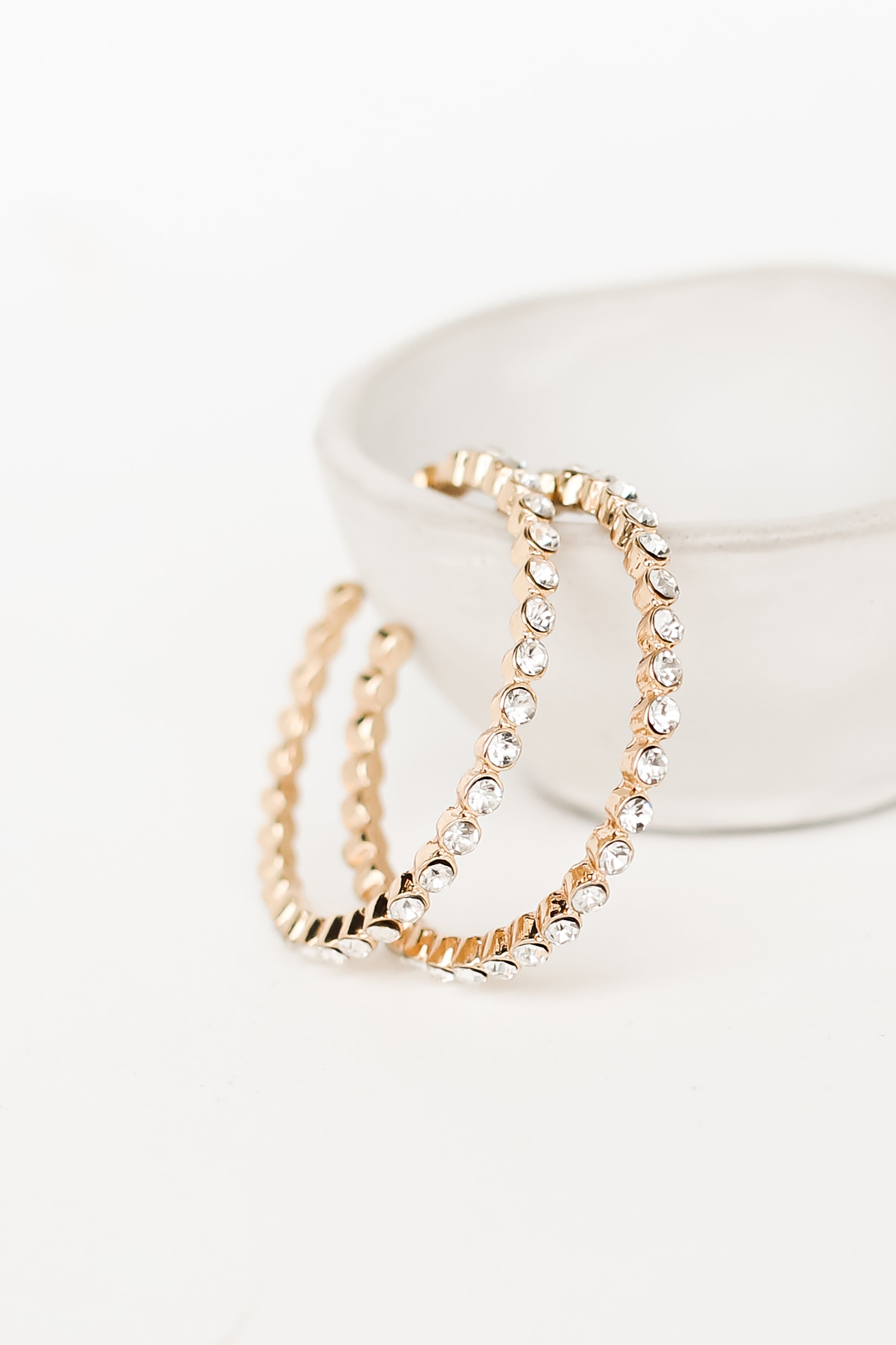 Kiara Gold Rhinestone Hoop Earrings